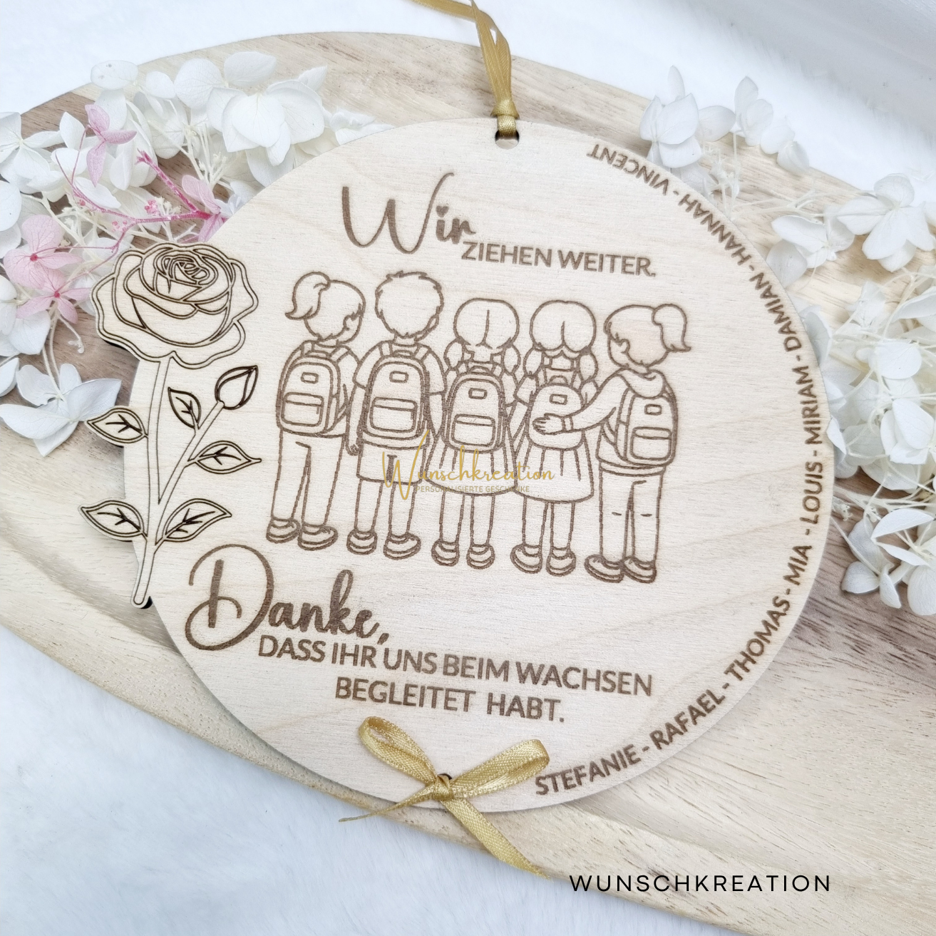 Personalisiertes Abschiedsgeschenk Holzschild – Für Krippe, Kindergarten oder Grundschule – Mit Namen & Herzen – Erzieherin – Lehrerin