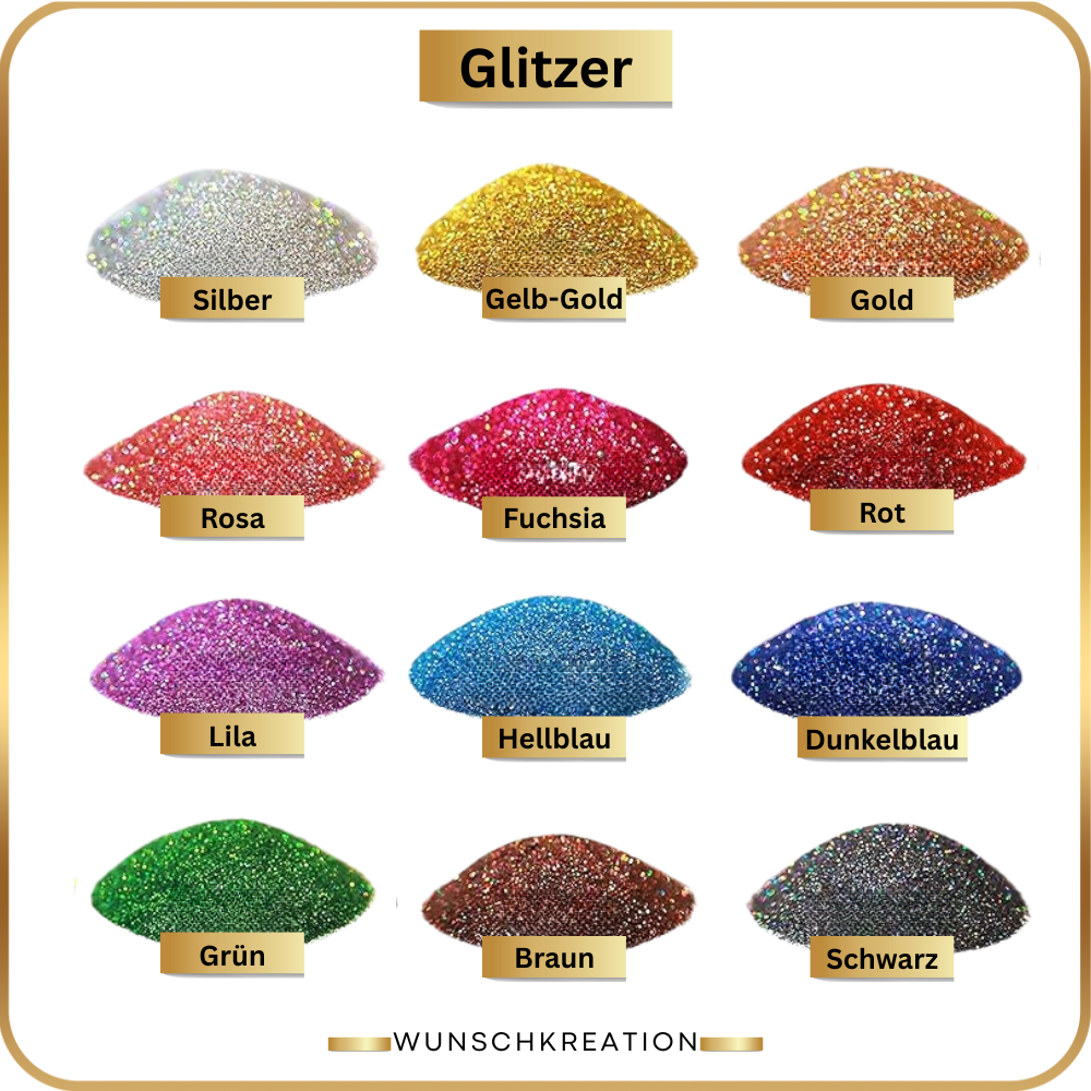 Personalisierte Weihnachtskugel Glas mit Glitzer (Handgefertigt) | Schwarz Glanz | 8 cm | Name | Weihnachtsbaumschmuck