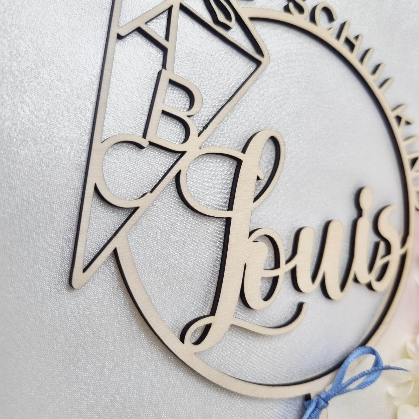 Personalisierter Cake Topper Einschulung aus Holz – mit Name & Schultüte | Tortenstecker Schulkind | Geschenk & Deko für Mädchen & Jungen