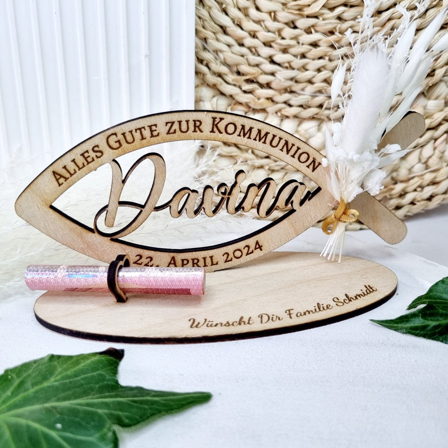 Geldgeschenk zur Kommunion/Taufe/Konfirmation | Fisch | Personalisiert