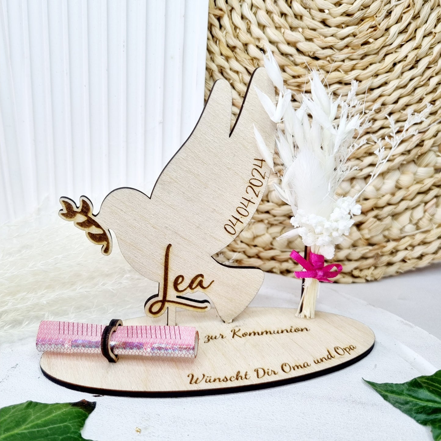 Geldgeschenk zur Kommunion/Taufe/Konfirmation | Taube | Personalisiert