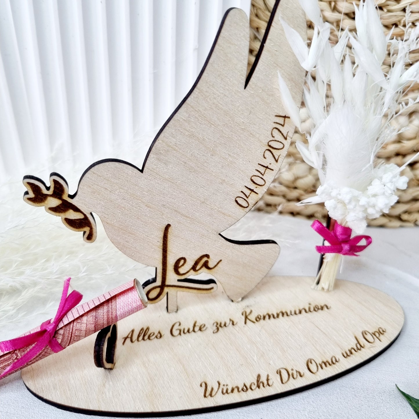 Geldgeschenk zur Kommunion/Taufe/Konfirmation | Taube | Personalisiert
