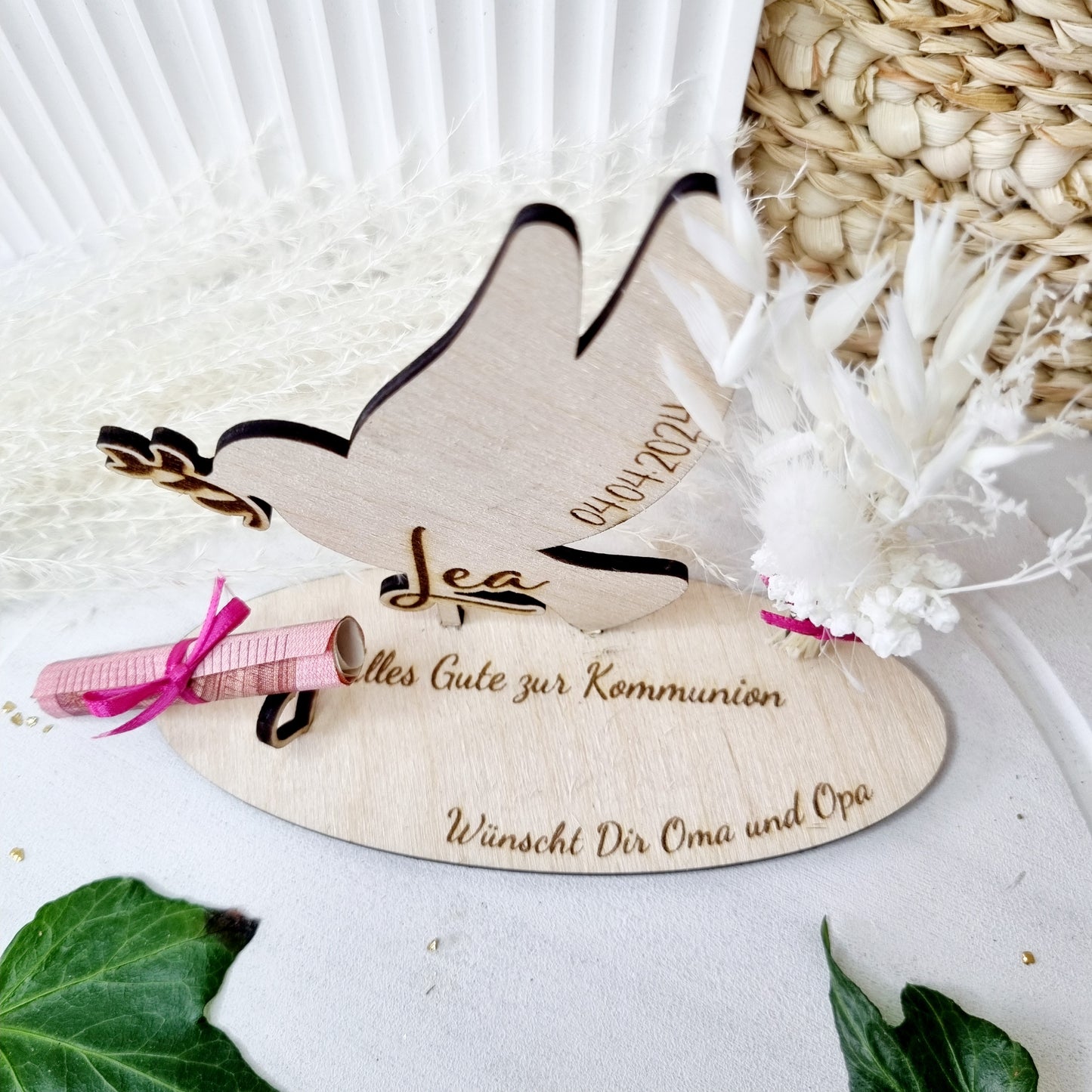 Geldgeschenk zur Kommunion/Taufe/Konfirmation | Taube | Personalisiert