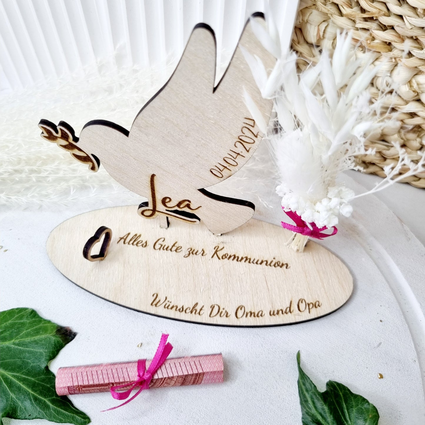 Geldgeschenk zur Kommunion/Taufe/Konfirmation | Taube | Personalisiert