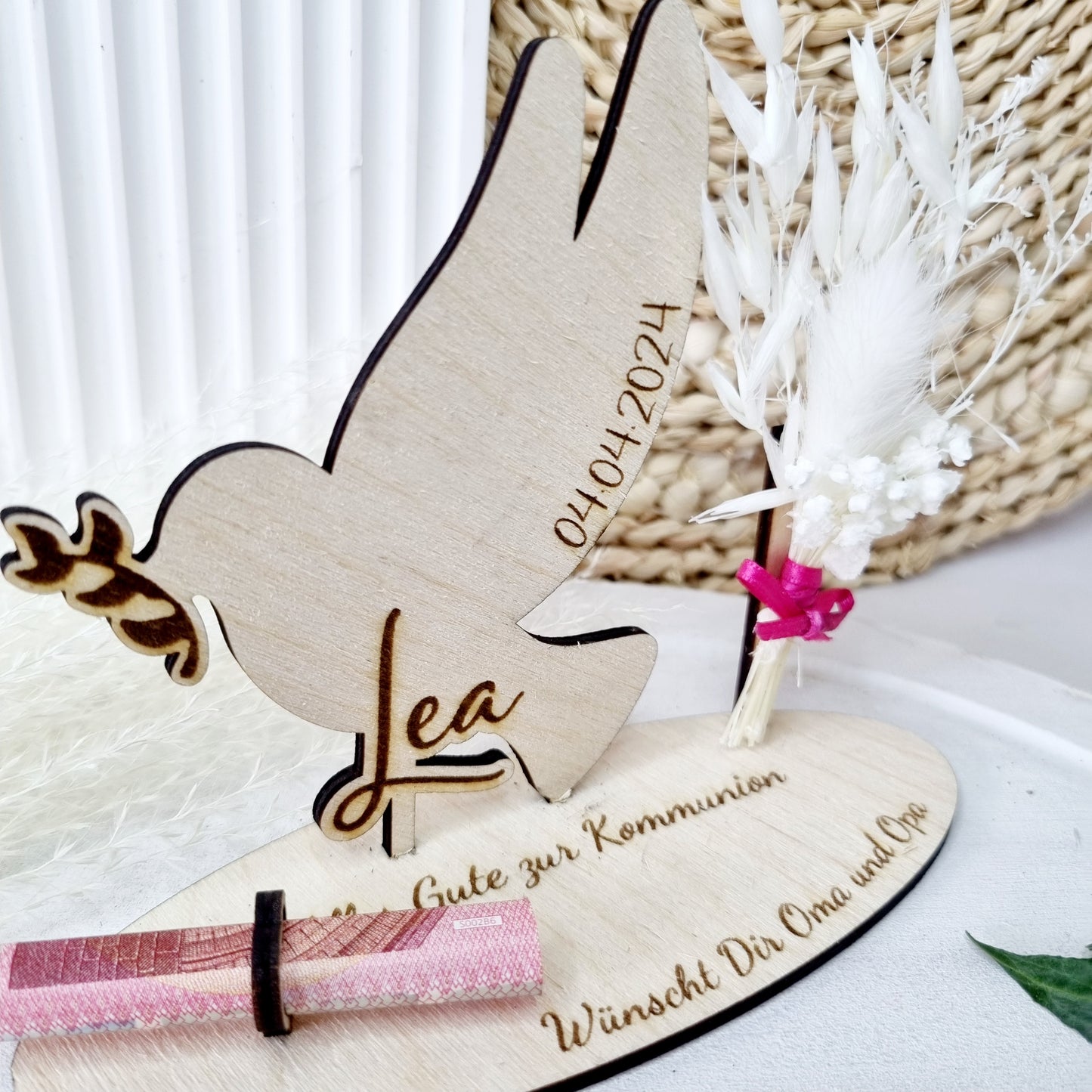 Geldgeschenk zur Kommunion/Taufe/Konfirmation | Taube | Personalisiert