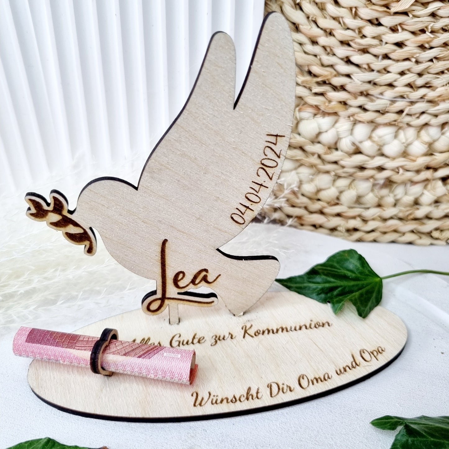 Geldgeschenk zur Kommunion/Taufe/Konfirmation | Taube | Personalisiert