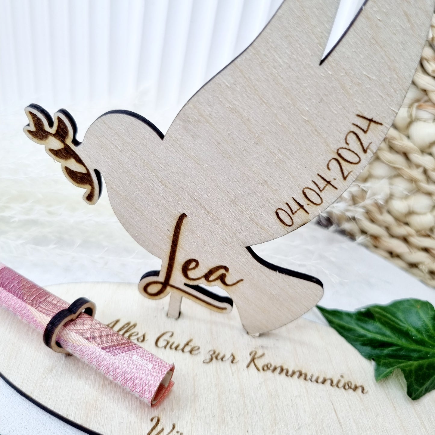 Geldgeschenk zur Kommunion/Taufe/Konfirmation | Taube | Personalisiert