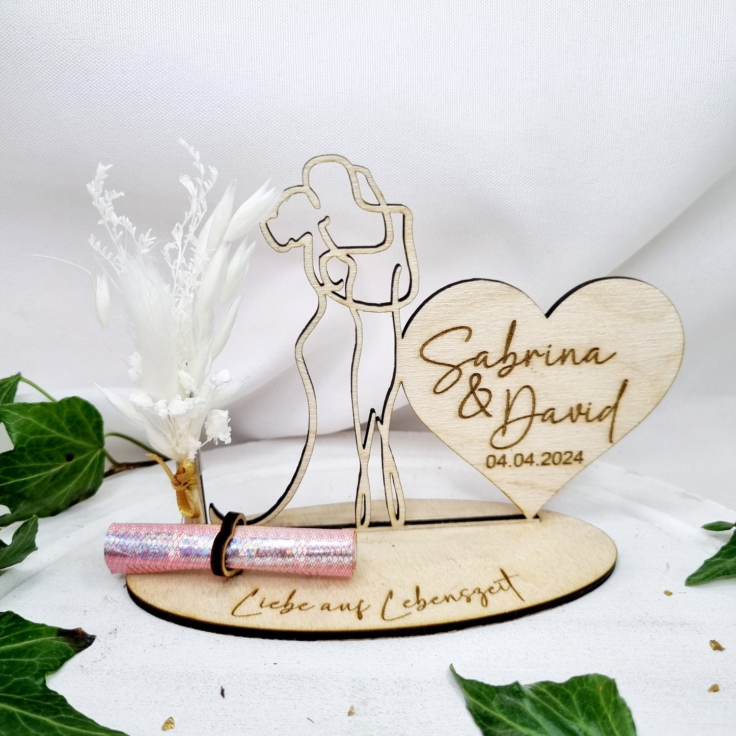 Geldgeschenk zur Hochzeit | Personalisiert | Holz Aufsteller