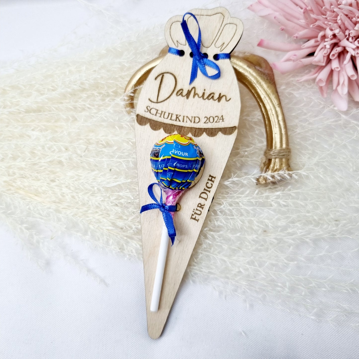 Einschulung | Schultüte | Lolli Halter | Schultüte aus Holz | Gastgeschenk