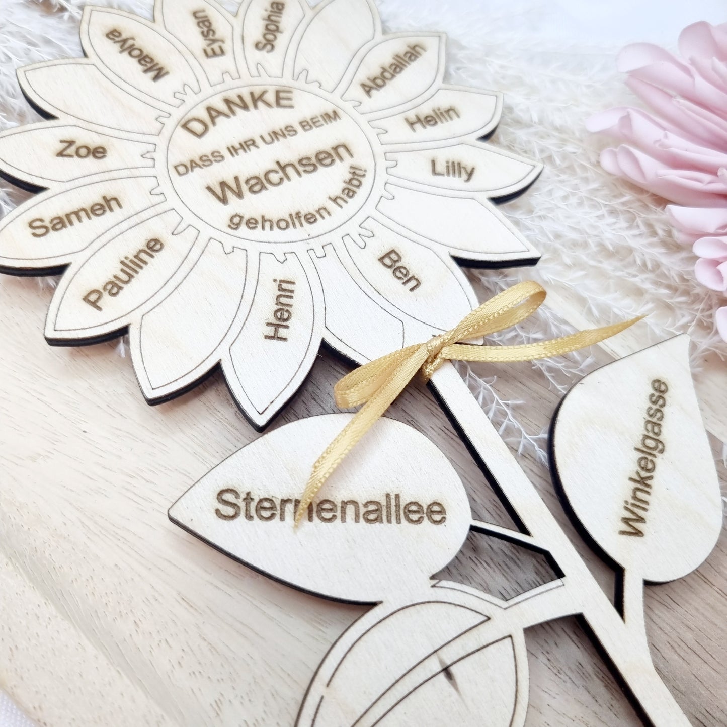 Blumenstecker Personalisiert | Blumenschild Danke | dass du MIR / UNS beim Wachsen geholfen hast | Abschiedsgeschenk Lehrer/in -Erzieher/in