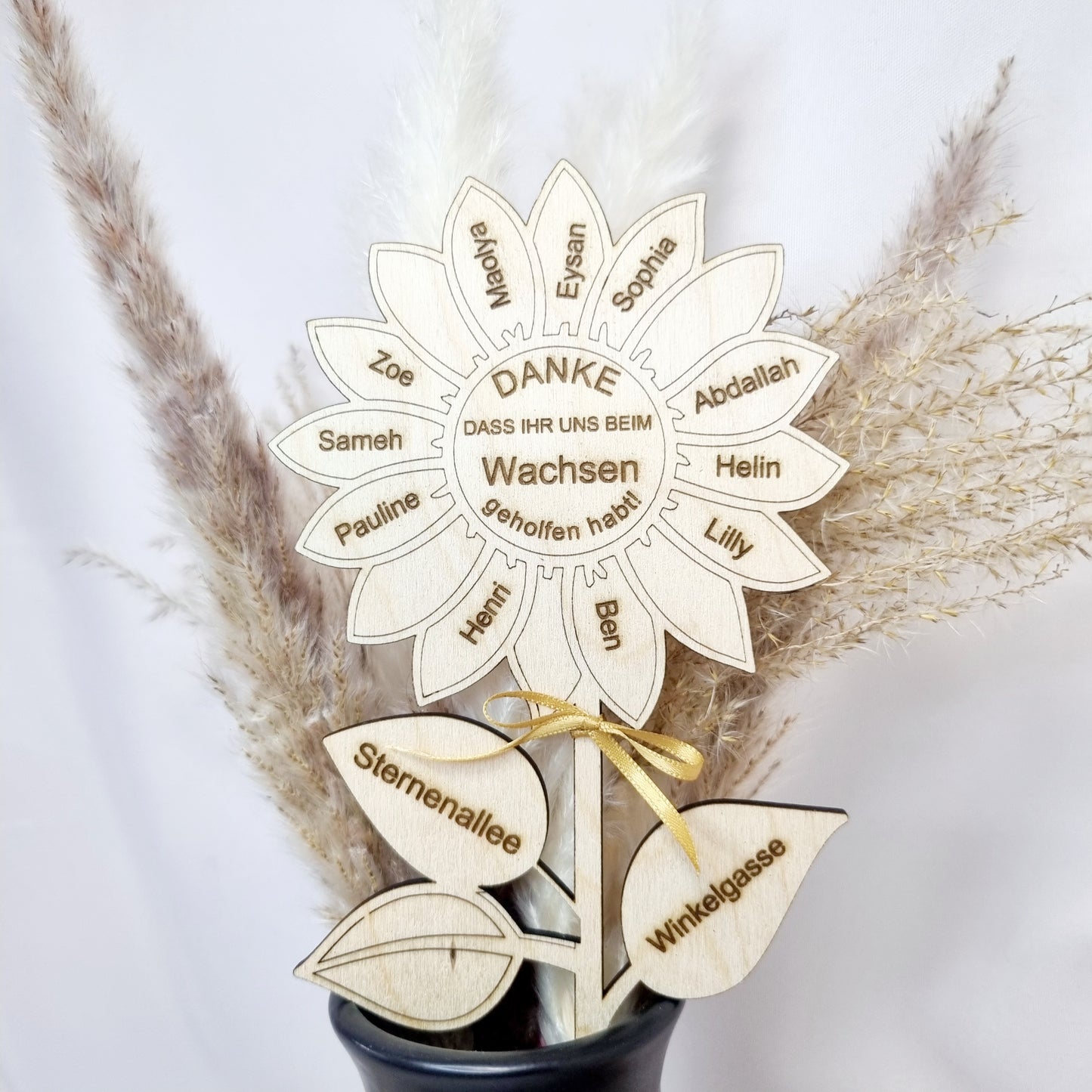 Blumenstecker Personalisiert | Blumenschild Danke | dass du MIR / UNS beim Wachsen geholfen hast | Abschiedsgeschenk Lehrer/in -Erzieher/in