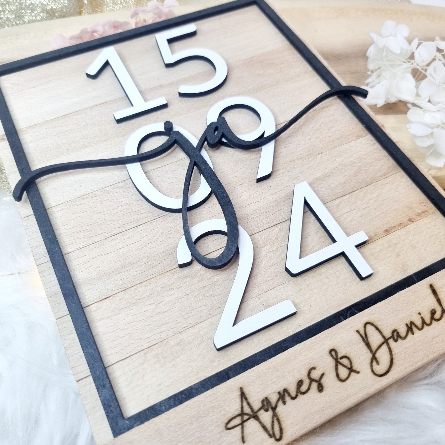 Geschenk zur Hochzeit | Holzschild | Jahrestag | Ja | Personalisiert