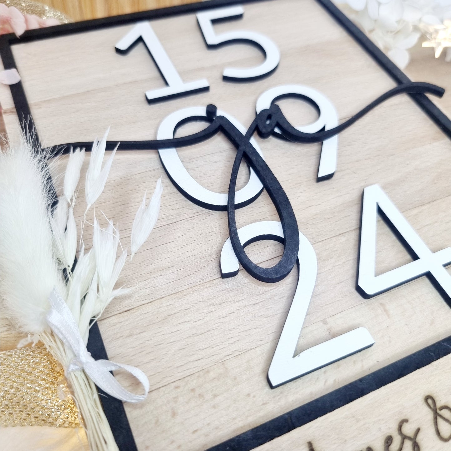 Geschenk zur Hochzeit | Holzschild | Jahrestag | Ja | Personalisiert