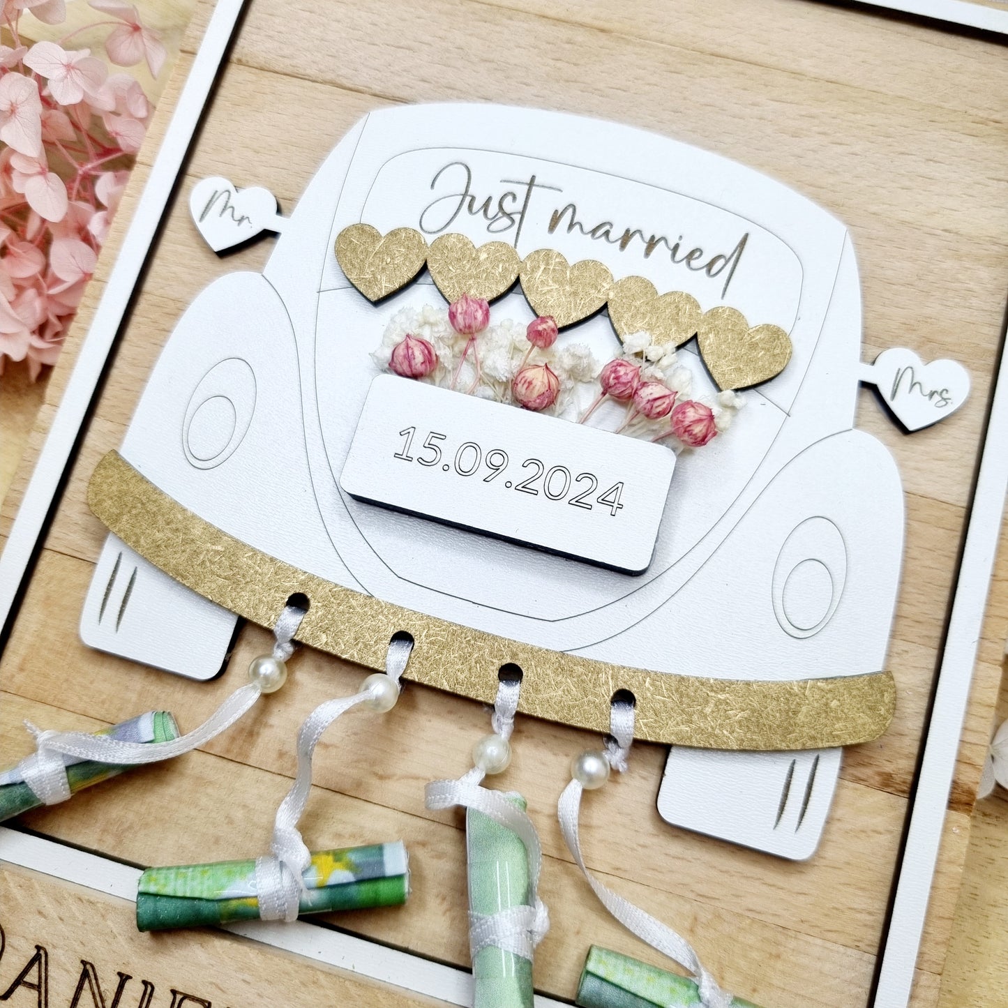 Hochzeitsgeschenk | Geldgeschenk | Holz | Gravur | Auto