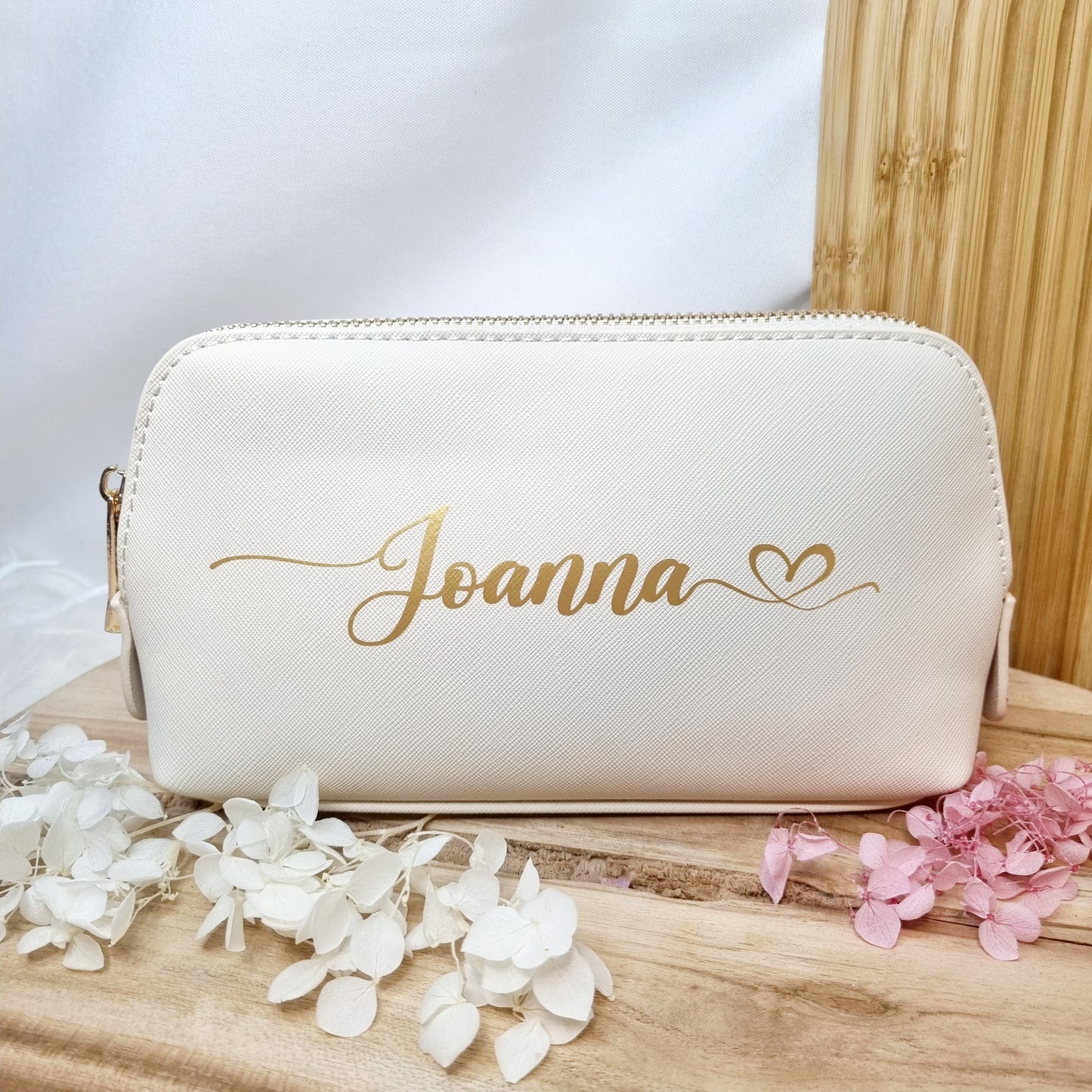 Personalisierte Kosmetiktasche aus PU-Leder – Beige