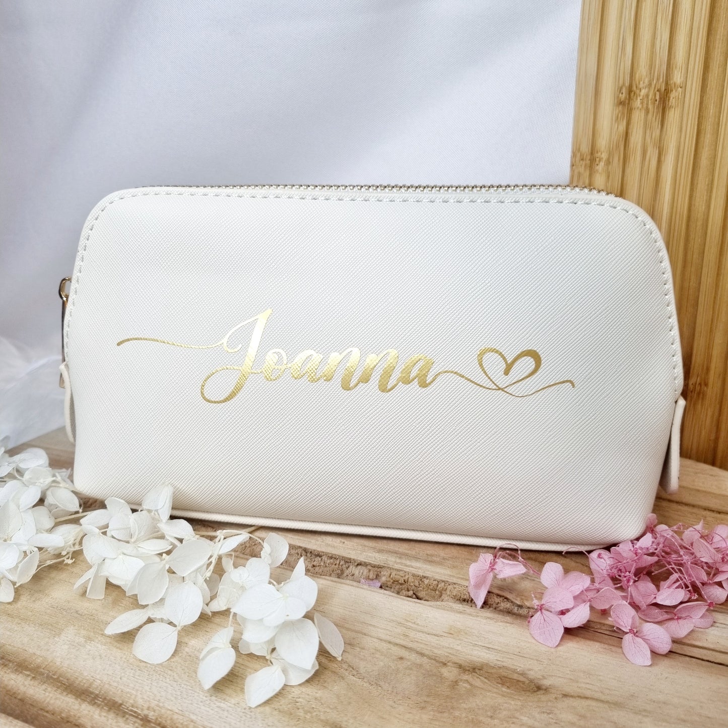 Personalisierte Kosmetiktasche aus PU-Leder – Beige