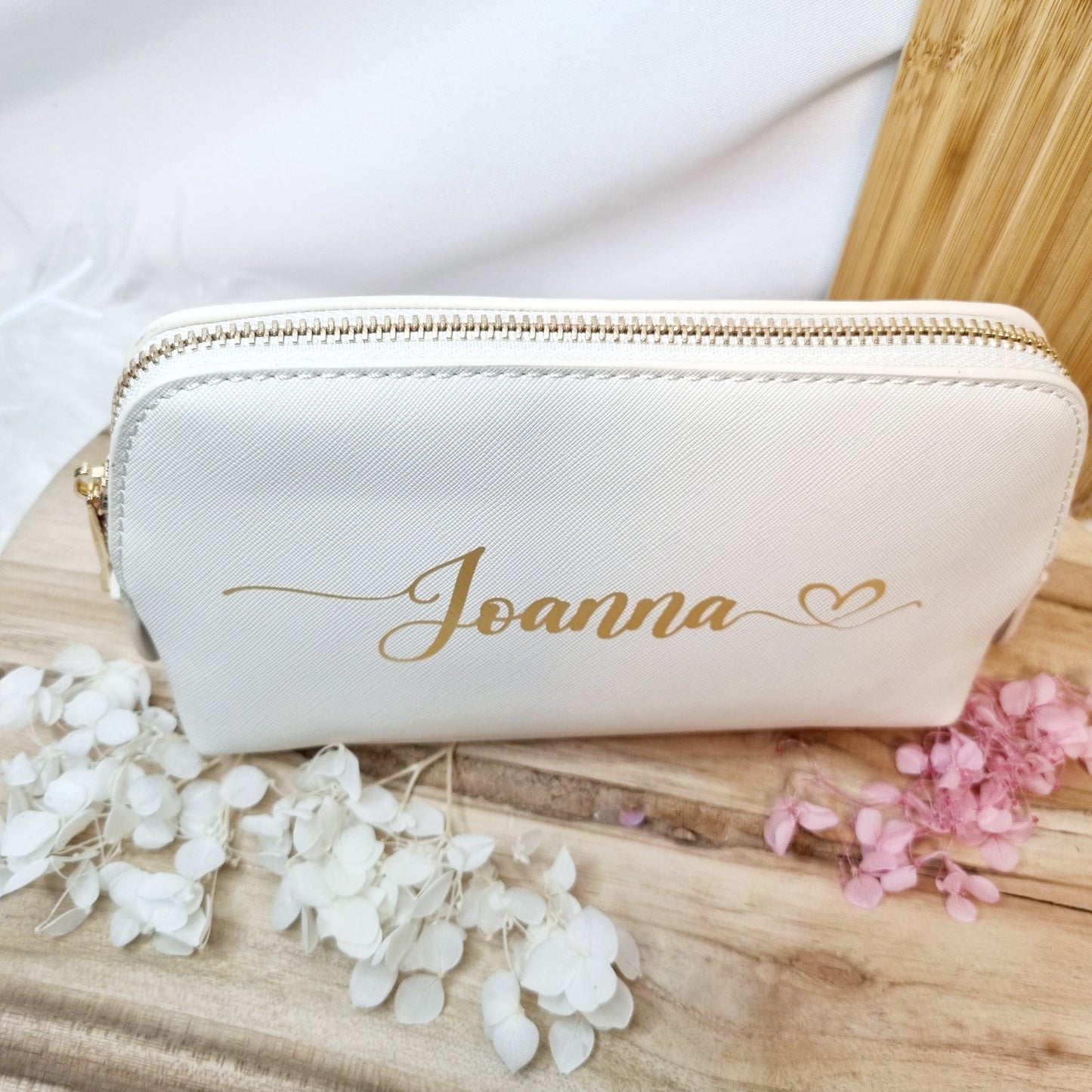 Personalisierte Kosmetiktasche aus PU-Leder – Beige