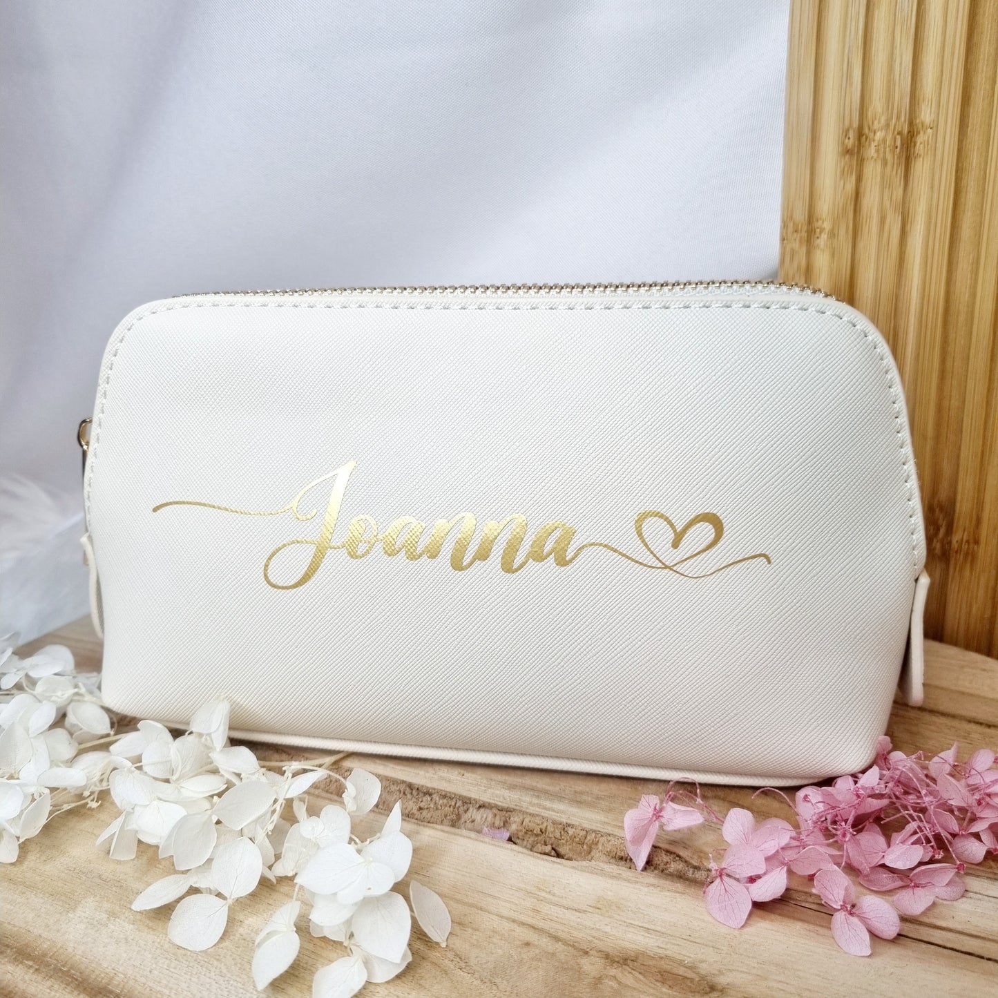 Personalisierte Kosmetiktasche aus PU-Leder – Beige