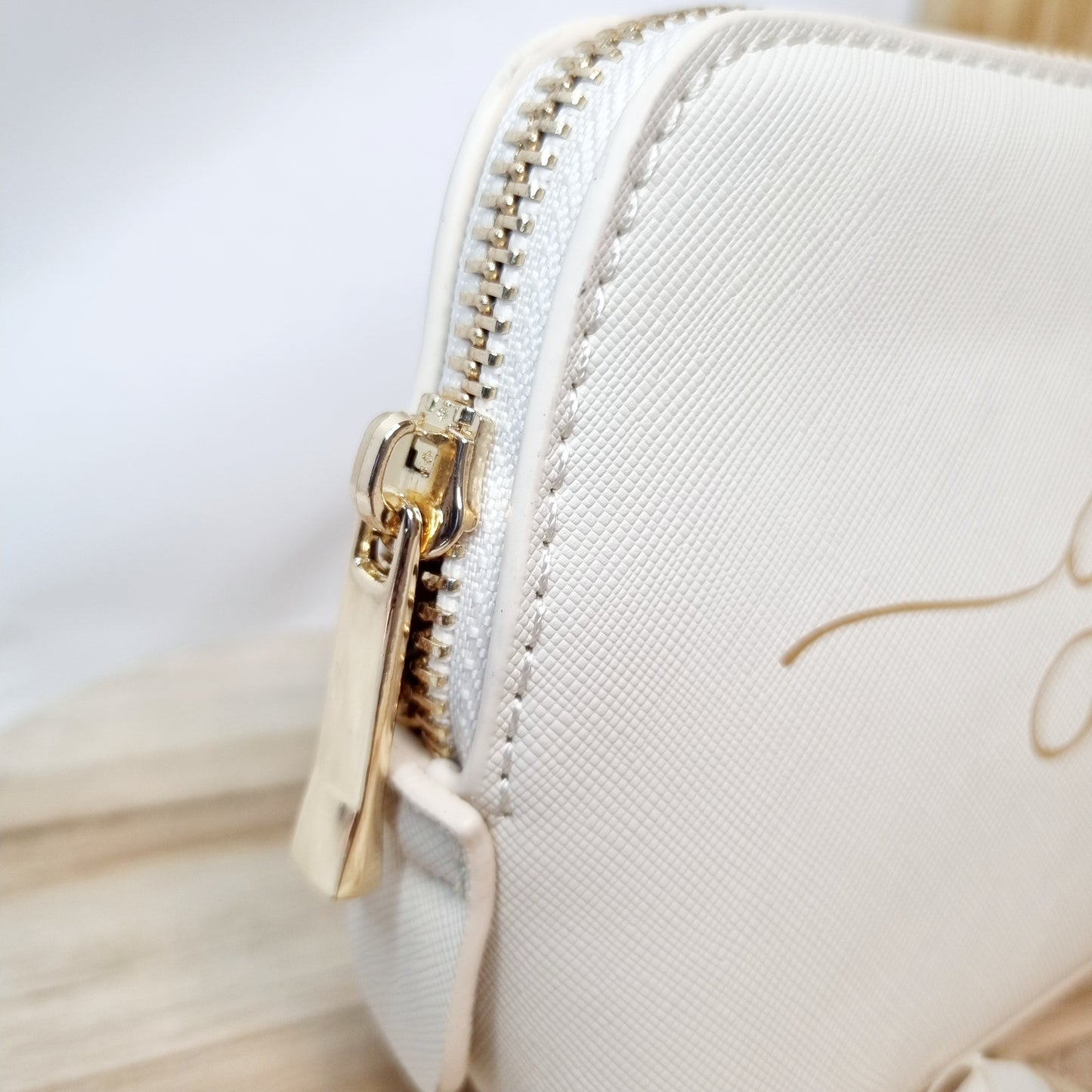 Personalisierte Kosmetiktasche aus PU-Leder – Beige