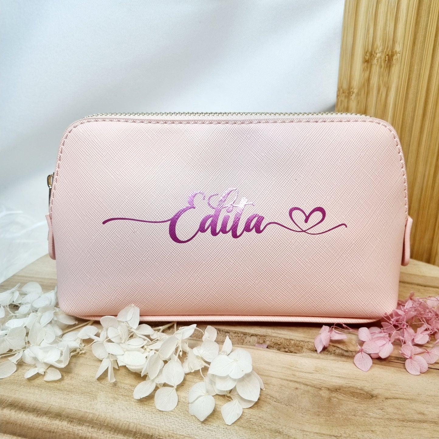 Personalisierte Kosmetiktasche aus PU-Leder – Rosa