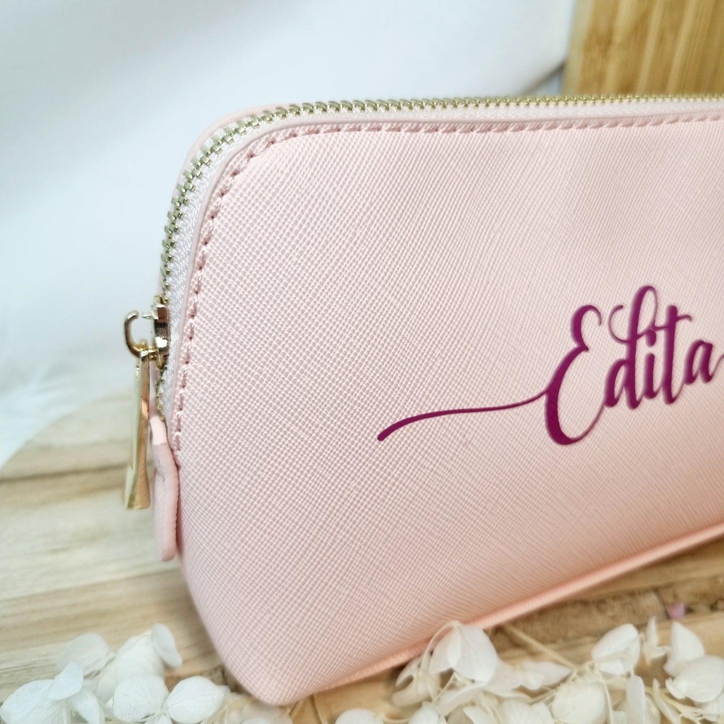 Personalisierte Kosmetiktasche aus PU-Leder – Rosa