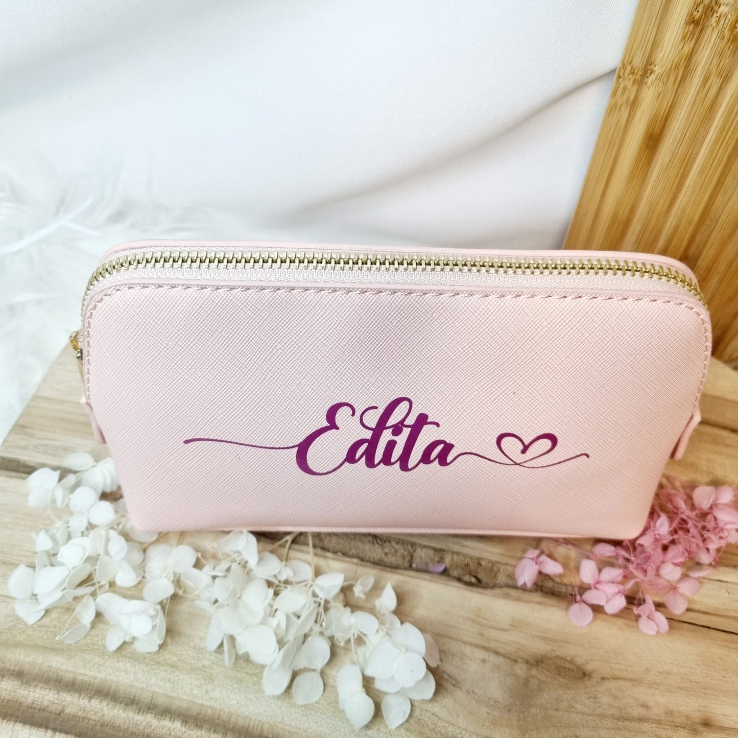 Personalisierte Kosmetiktasche aus PU-Leder – Rosa