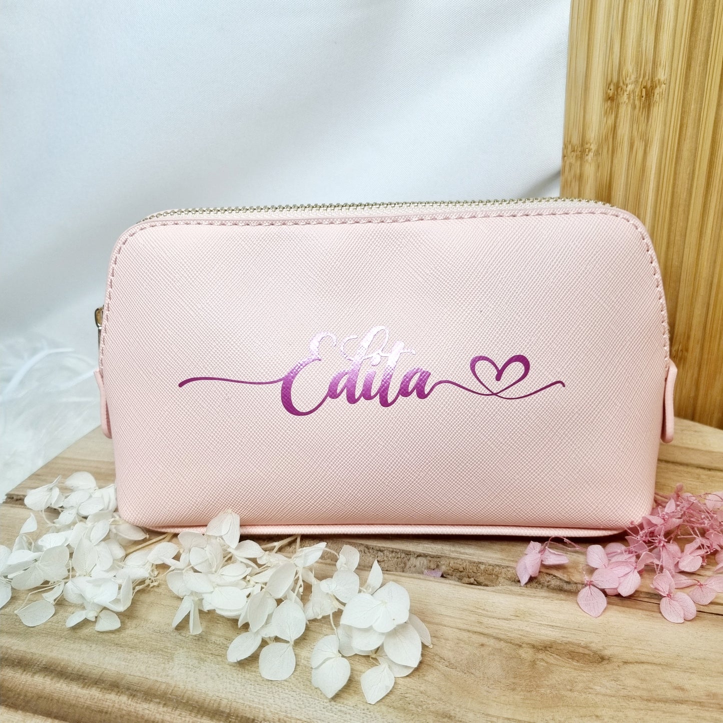 Personalisierte Kosmetiktasche aus PU-Leder – Rosa