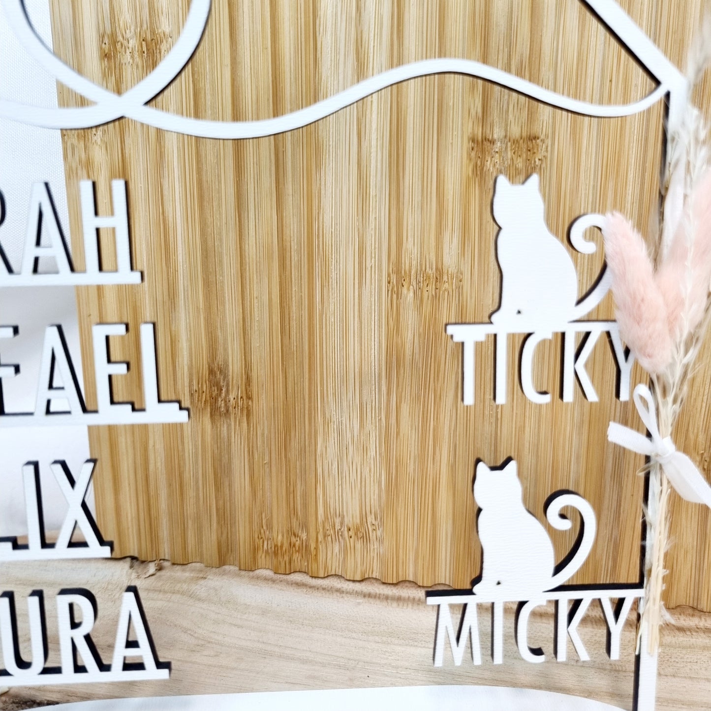 Haus mit Namen in weiß | Personalisiert | Einzugsgeschenk | Türschild | Familie | Hochzeit | Hund | Katze