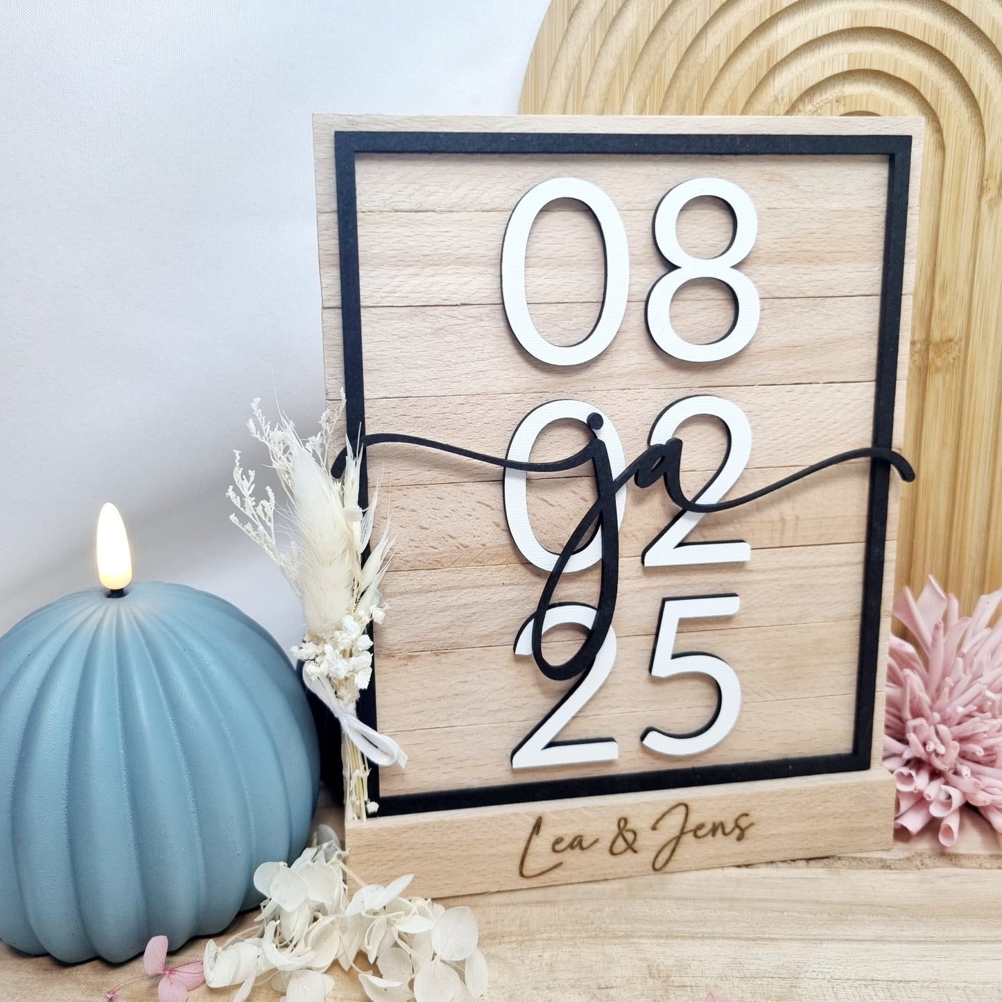 Geschenk zur Hochzeit | Holzschild | Jahrestag | Ja | Personalisiert