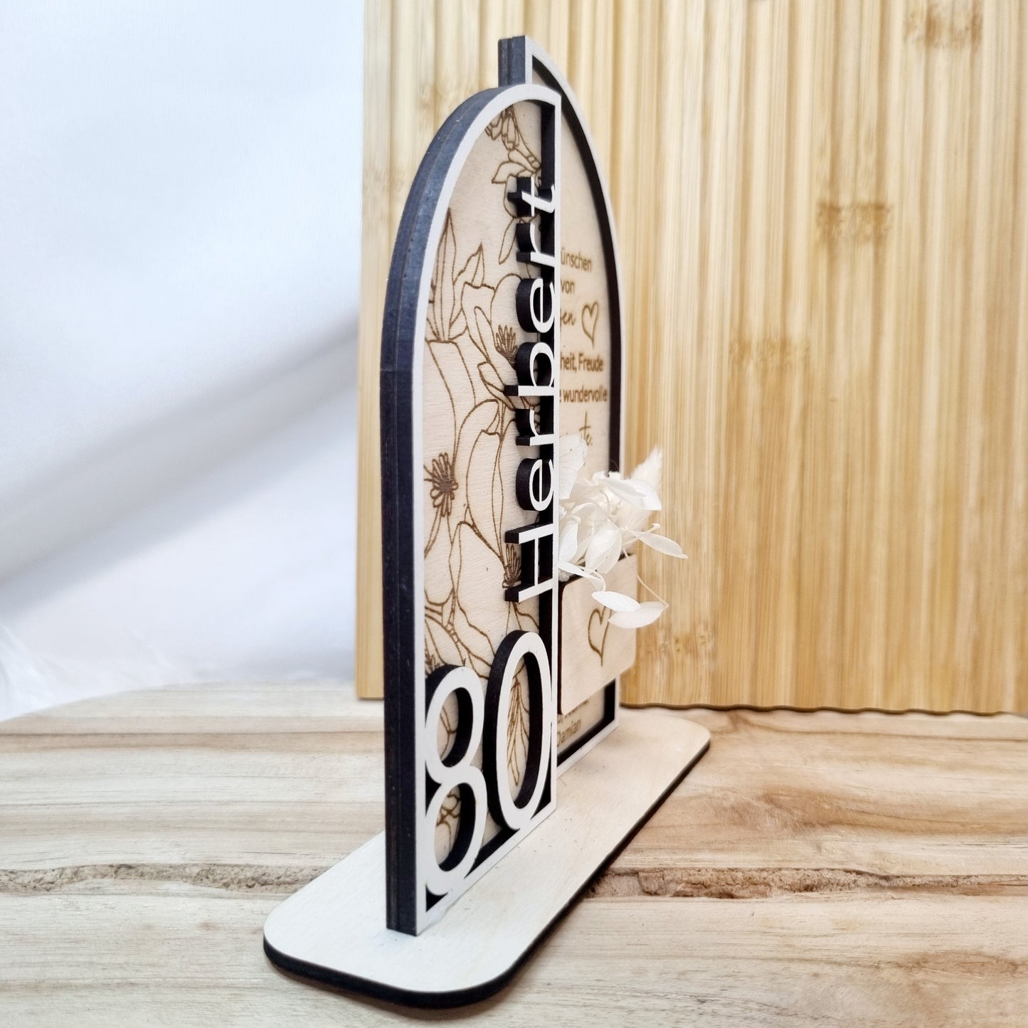 Geschenk zum Geburtstag | Personalisierte Holzdekoration mit Gravur