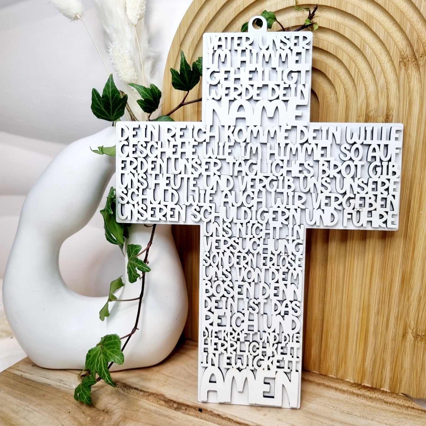 Kreuz Vater Unser zum Aufhängen– Einzigartiges Erinnerungsstück zur Taufe | Kommunion & Konfirmation | Holz | Gebet | Deutsch | Christen
