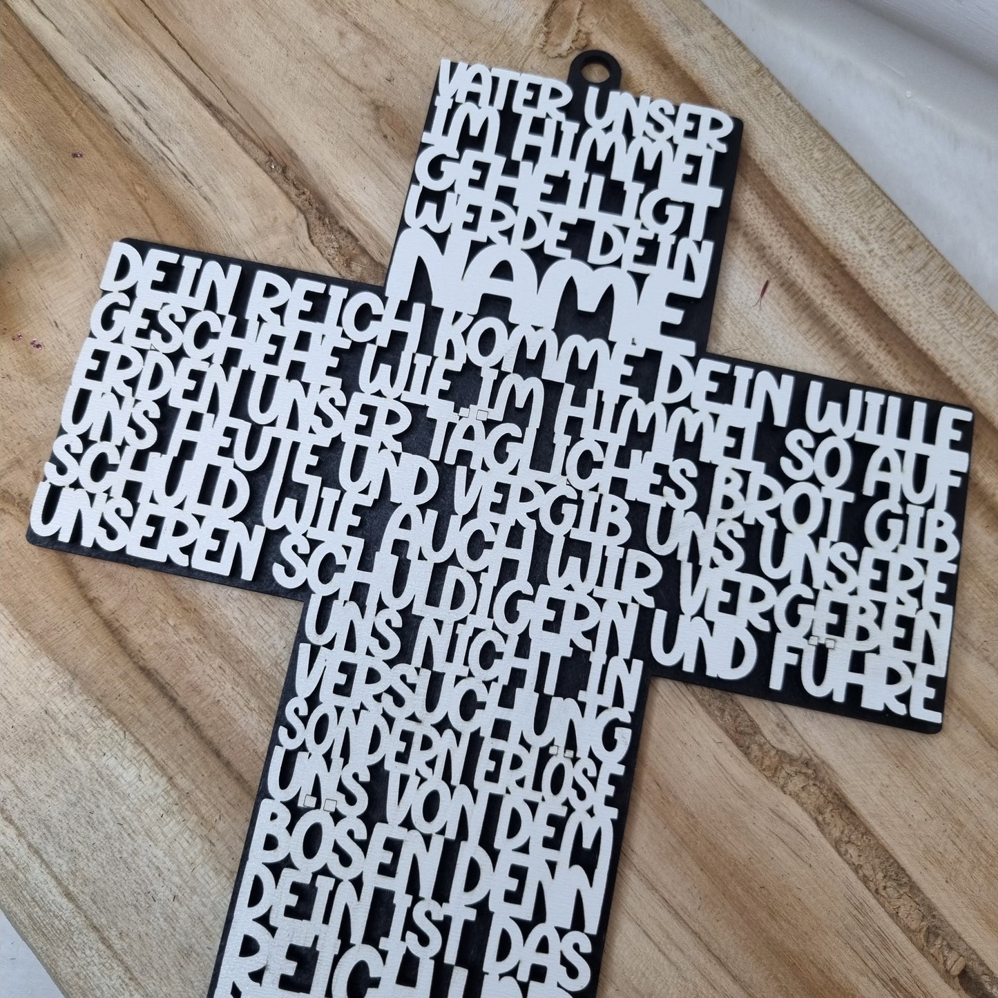 Kreuz Vater Unser zum Aufhängen– Einzigartiges Erinnerungsstück zur Taufe | Kommunion & Konfirmation | Holz | Gebet | Deutsch | Christen