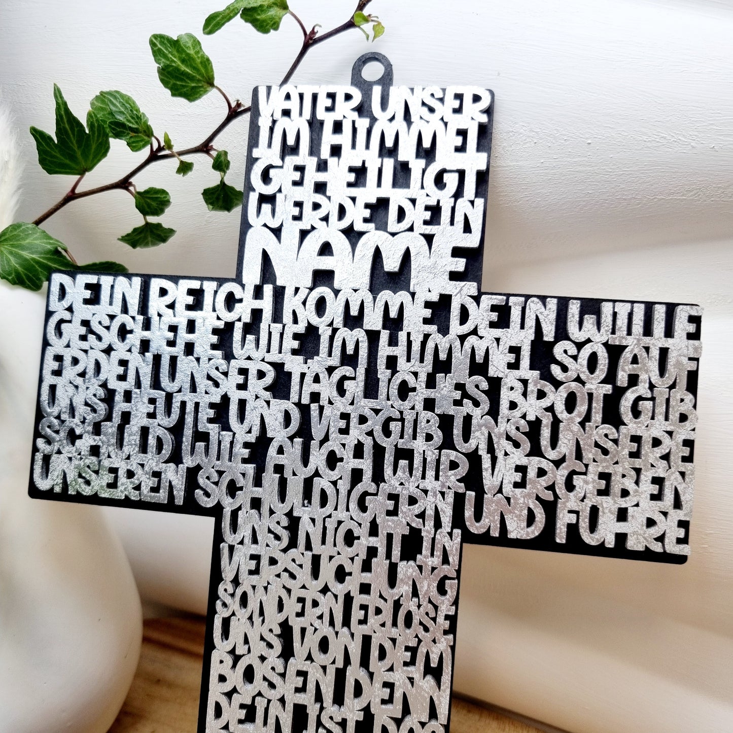 Kreuz Vater Unser zum Aufhängen– Einzigartiges Erinnerungsstück zur Taufe | Kommunion & Konfirmation | Holz | Gebet | Deutsch | Christen