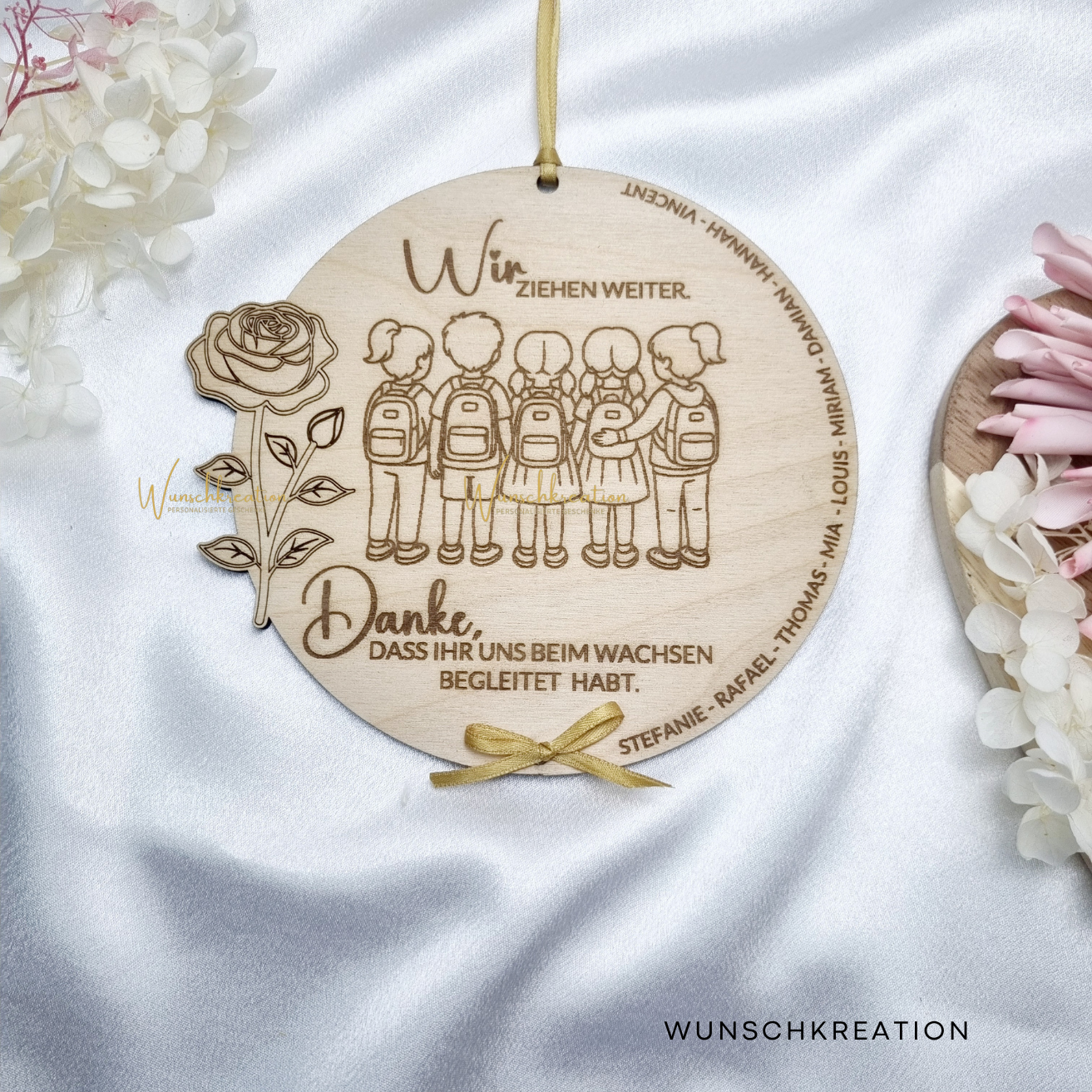 Personalisiertes Abschiedsgeschenk Holzschild – Für Krippe, Kindergarten oder Grundschule – Mit Namen & Herzen – Erzieherin – Lehrerin