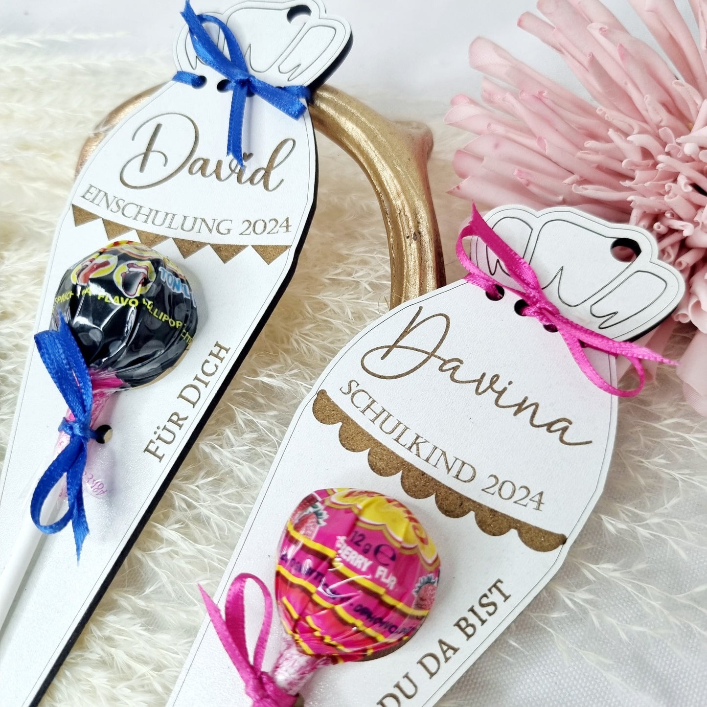 Gastgeschenk zur Einschulung | Schultüte Lolli | Halter aus MDF-Holz