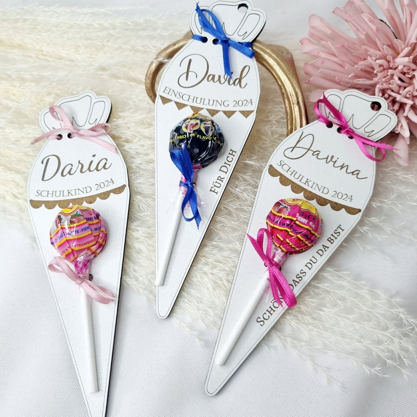 Gastgeschenk zur Einschulung | Schultüte Lolli | Halter aus MDF-Holz