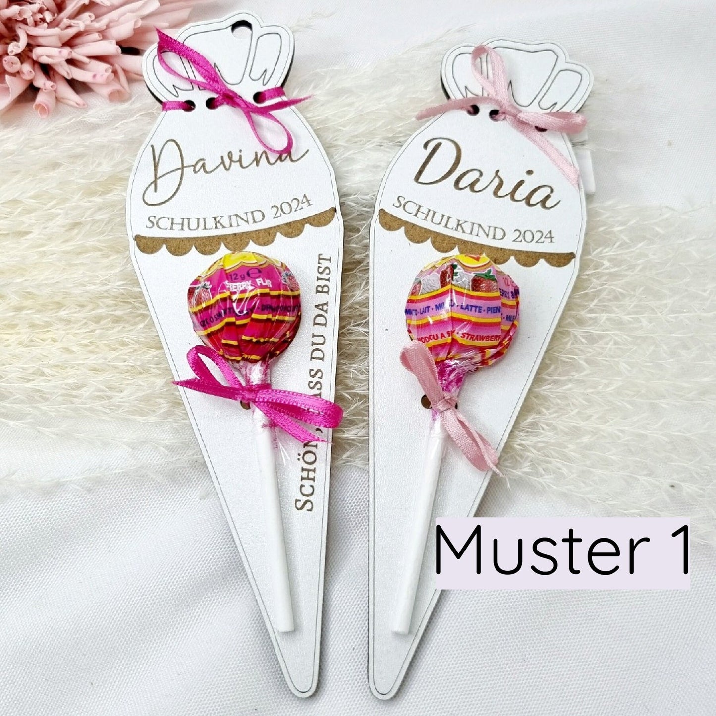 Gastgeschenk zur Einschulung | Schultüte Lolli | Halter aus MDF-Holz
