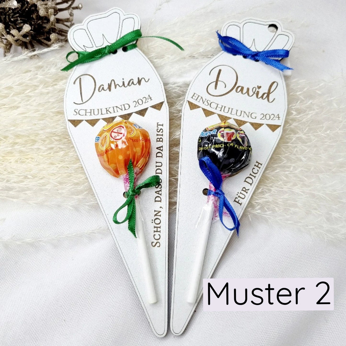 Gastgeschenk zur Einschulung | Schultüte Lolli | Halter aus MDF-Holz