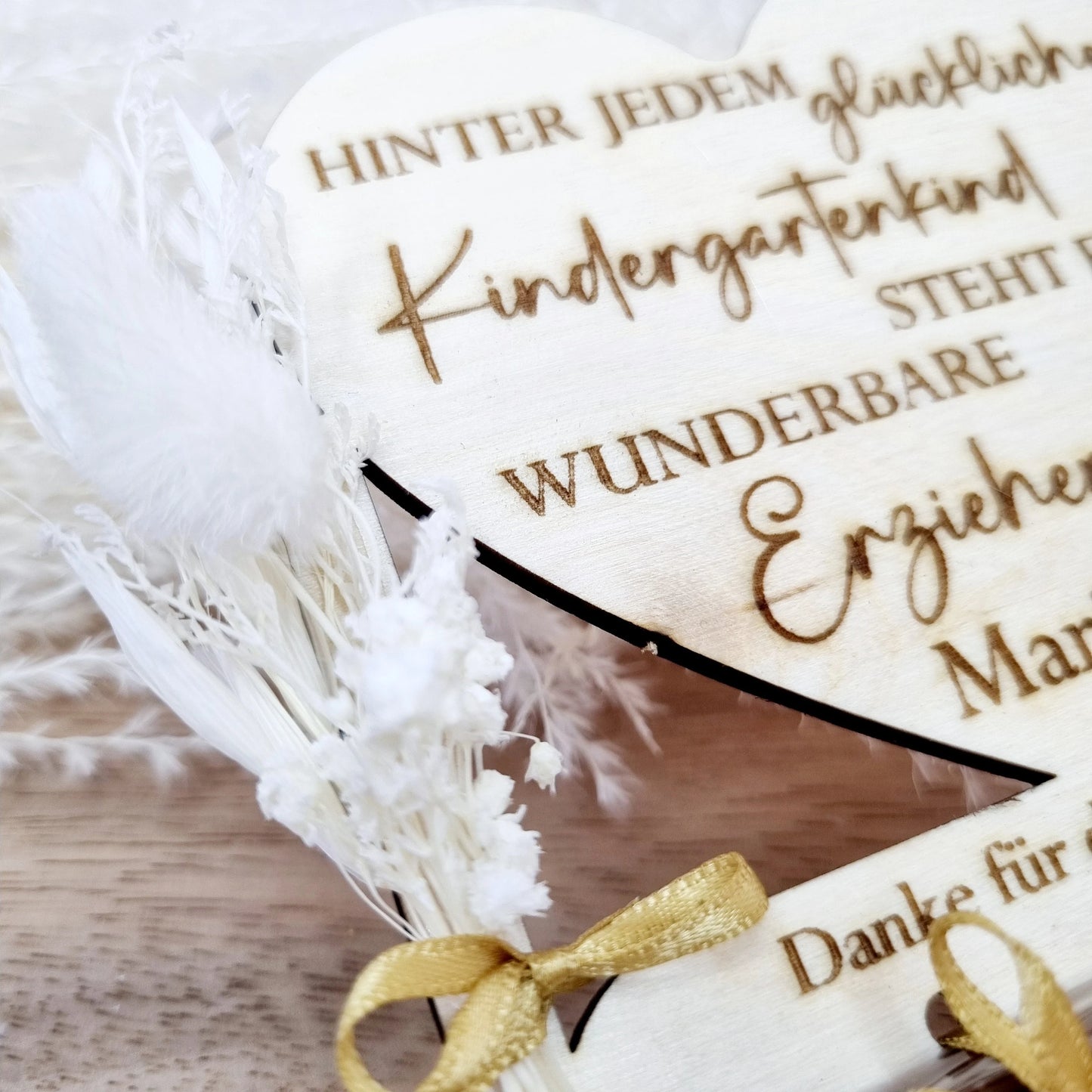 Abschiedsgeschenk | Erzieher/in | Lehrer/in | Kindergarten | Schokolade | Trockenblume | Holz | Personalisiert | Kindergartenkind