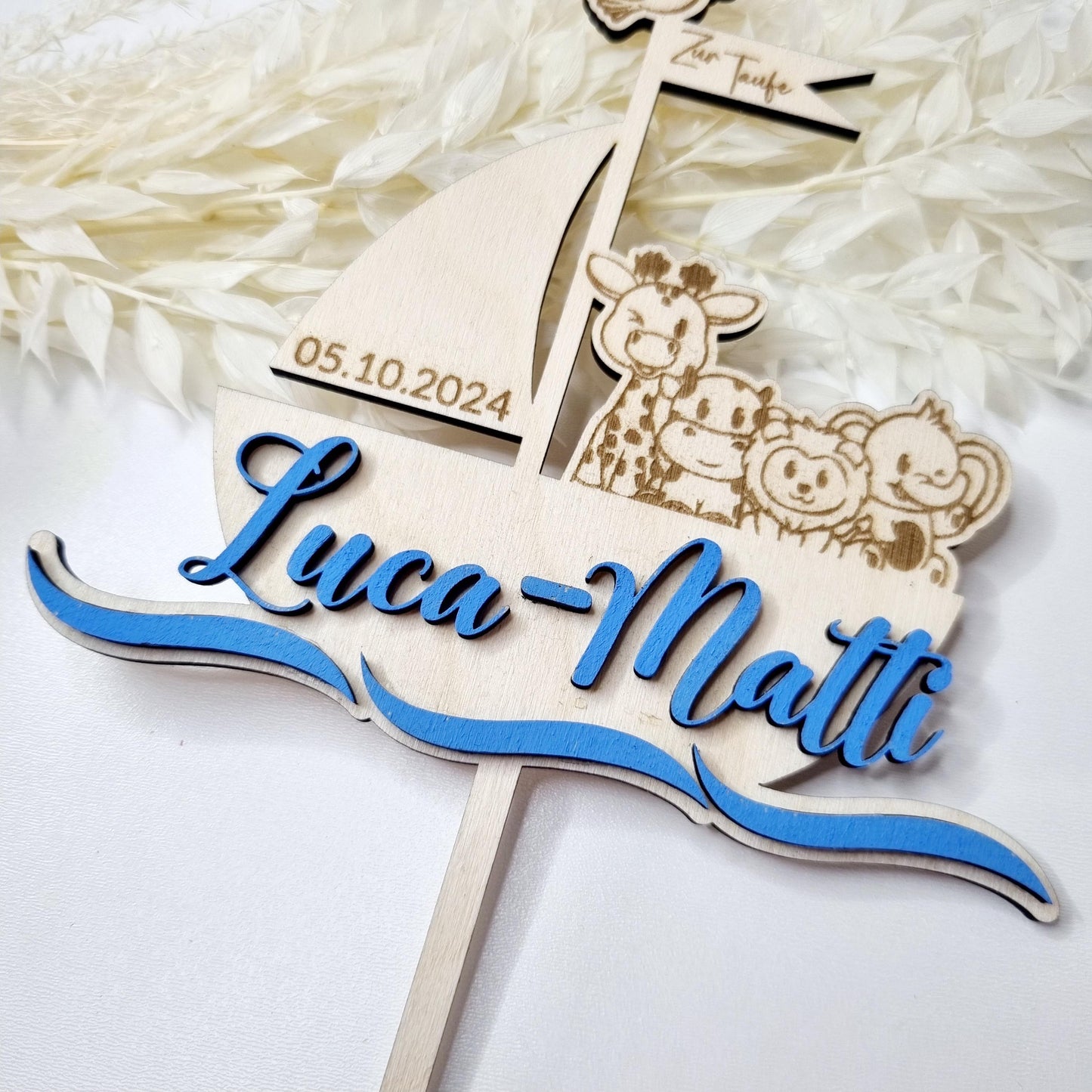 Cake-Topper für die Taufe: Arche-Design | Tortenstecker