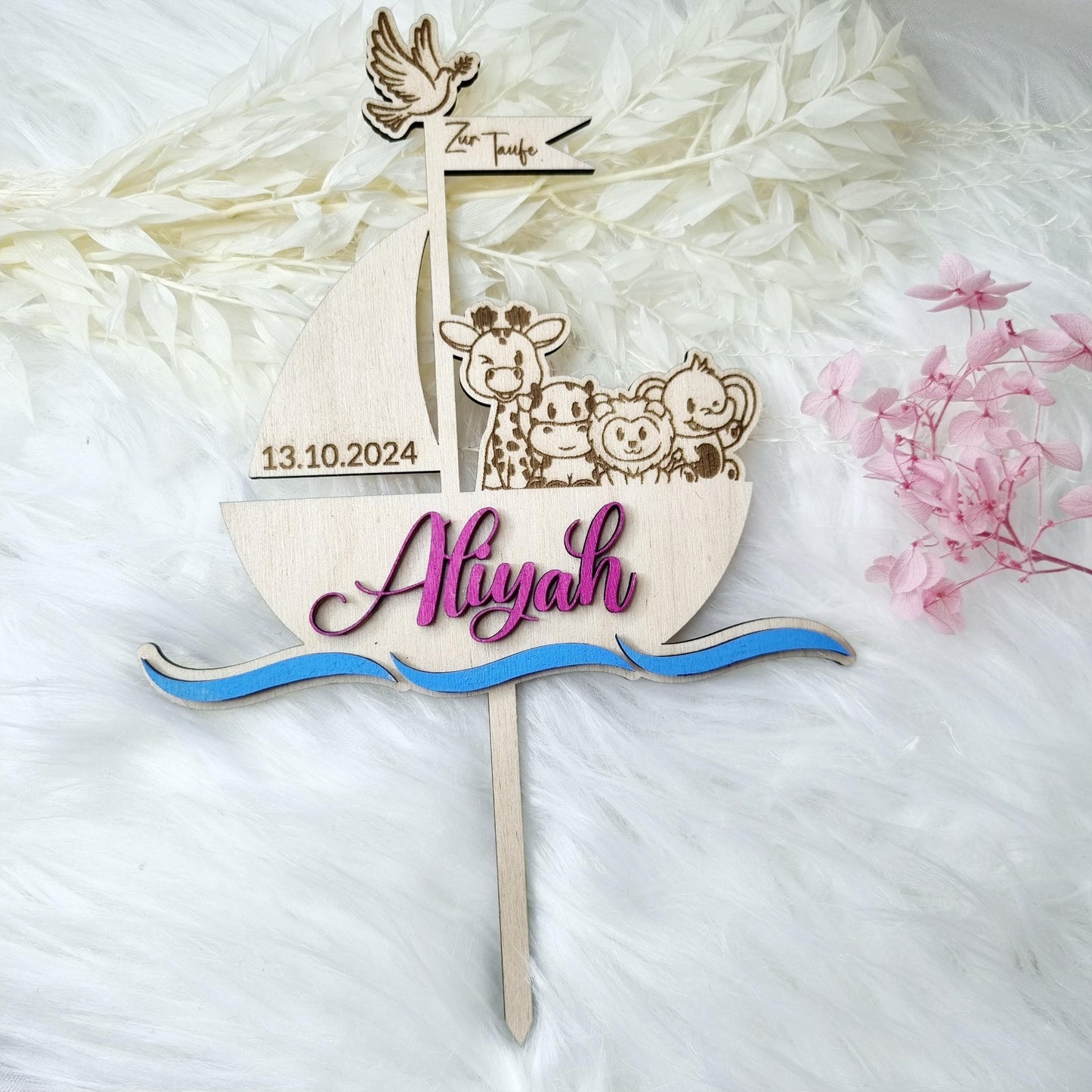 Cake-Topper für die Taufe: Arche-Design | Tortenstecker