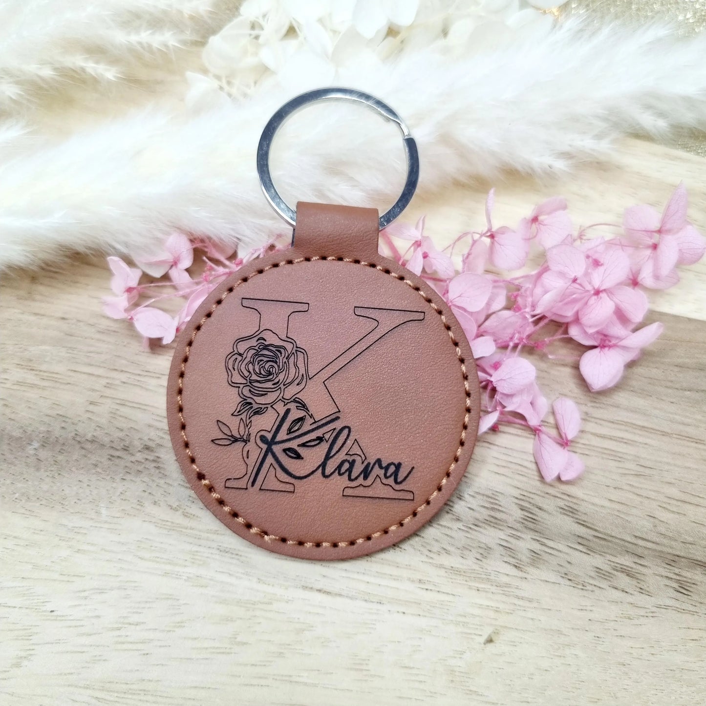 Schlüsselanhänger aus PU-Leder l Braun