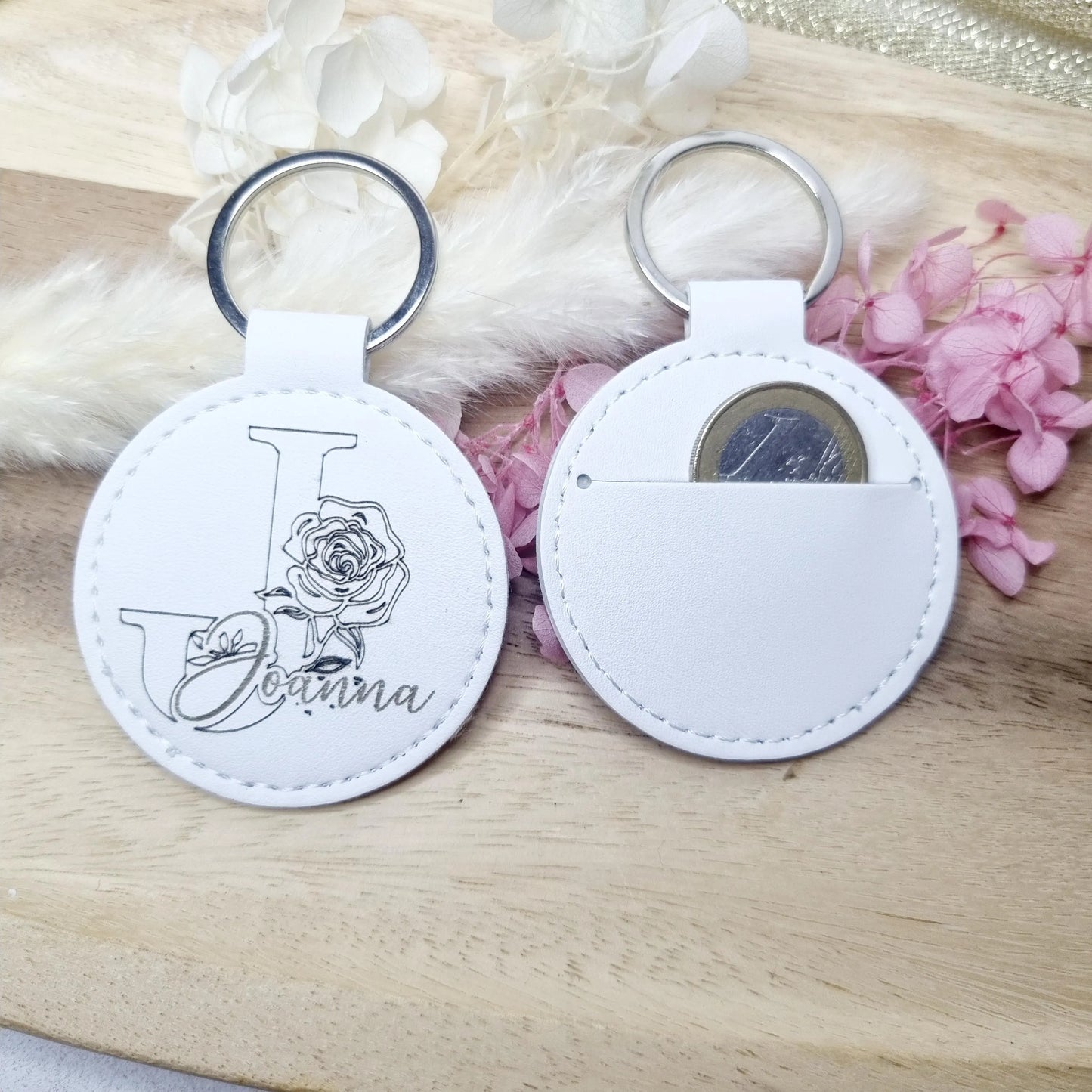 Schlüsselanhänger aus PU-Leder l Weiß