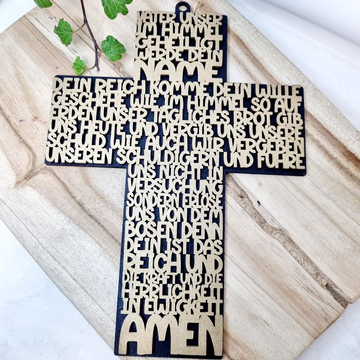 Kreuz Vater Unser zum Aufhängen– Einzigartiges Erinnerungsstück zur Taufe | Kommunion & Konfirmation | Holz | Gebet | Deutsch | Christen
