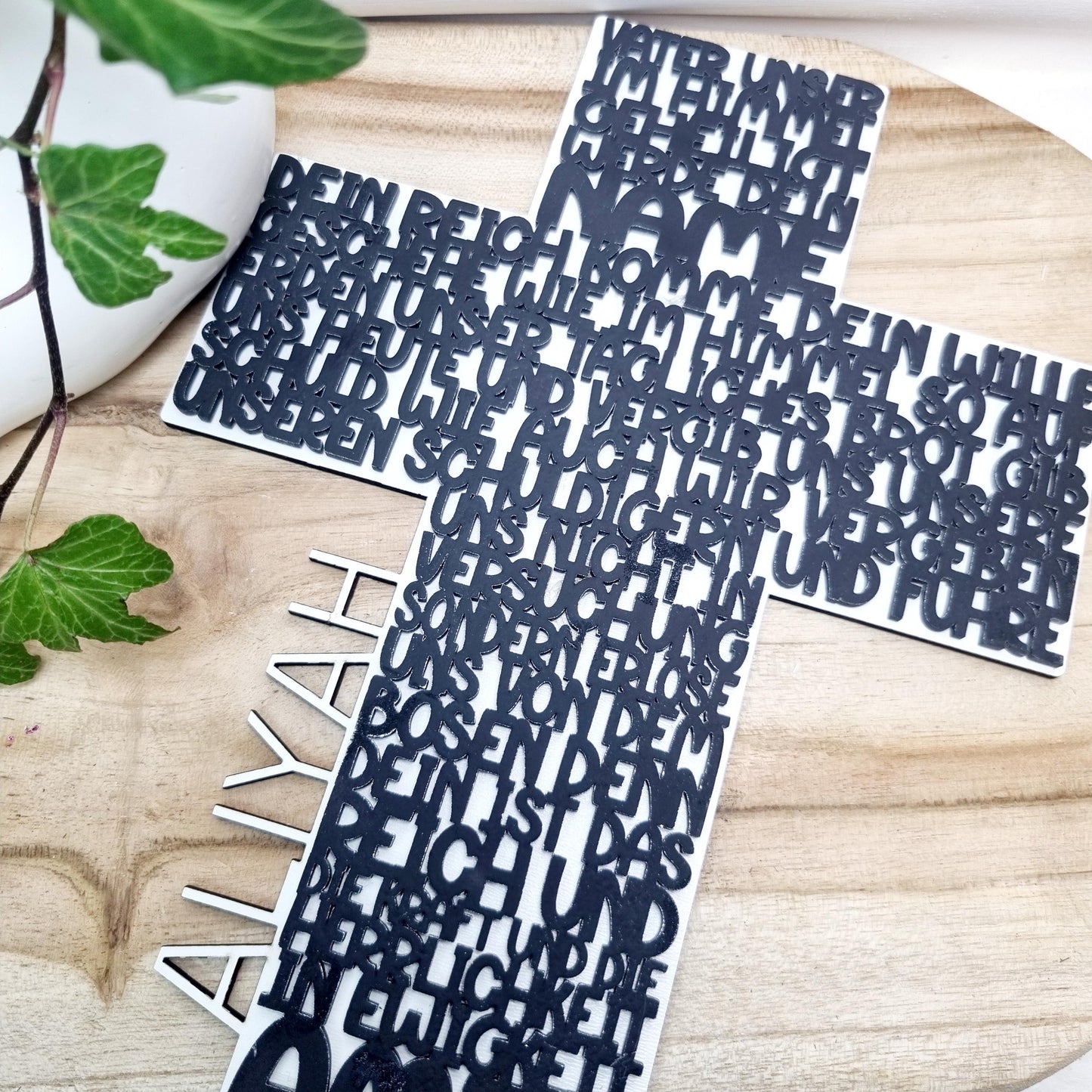 Kreuz Vater Unser zum Aufhängen– Einzigartiges Erinnerungsstück zur Taufe | Kommunion & Konfirmation | Holz | Gebet | Deutsch | Christen