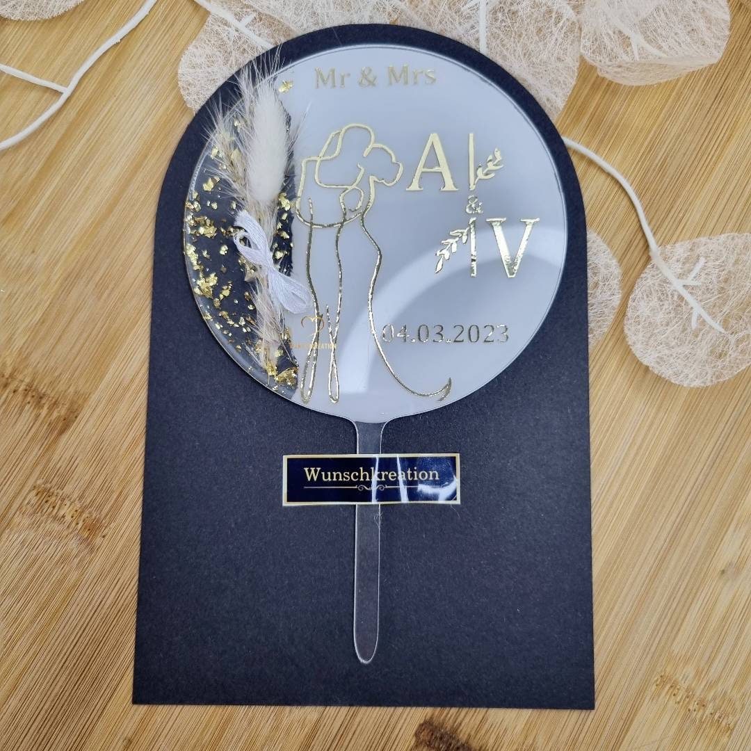 Cake Topper zur Hochzeit | Weiß | Line Art