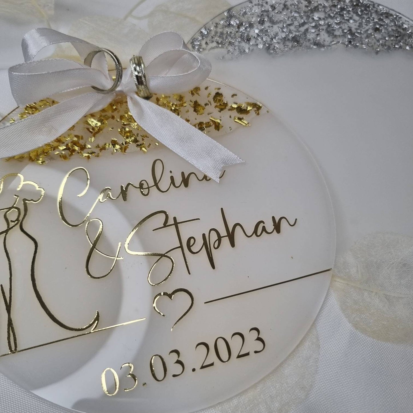 Ringscheibe zur Hochzeit | Ringkissen | Line Art