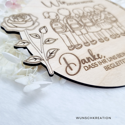 Personalisiertes Abschiedsgeschenk Holzschild – Für Krippe, Kindergarten oder Grundschule – Mit Namen & Herzen – Erzieherin – Lehrerin