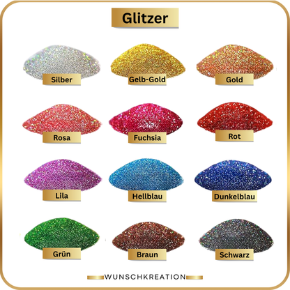 Personalisierte Weihnachtskugel Glas mit Glitzer (Handgefertigt) | Schwarz Matt | 8 cm | Name | Weihnachtsbaumschmuck