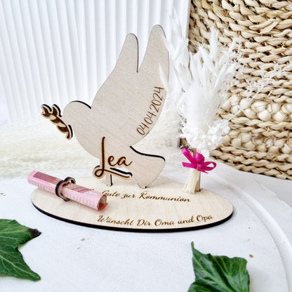 Geldgeschenk zur Kommunion/Taufe/Konfirmation | Taube | Personalisiert